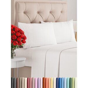 NWT CGK Linens Comfy Breathable 4-Piece Sheet Set Antique White King